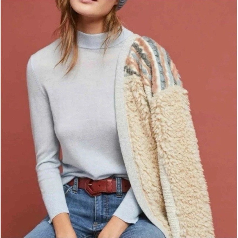 Moth Anthropologie‎ Sz S Wool Pastel Lightweight Sheer Sweater Dainty Soft Layer